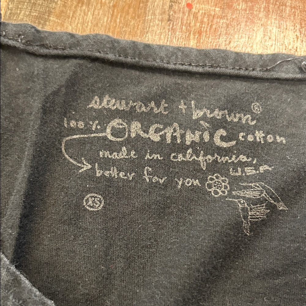 Vintage Stewart + Brown Black Short Sleeve Tee with Rounded V-Neck - Picture 4 of 5